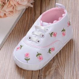 First Walkers Baby Girls Canvas Shoes High Top Sneakers Soft Sole Anti-Slip Crib Born Infant