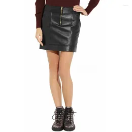 Skirts Sexy Women's Genuine Leather Sheepskin Mini Skirt Black Party