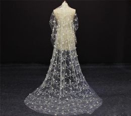 Romantic Full Lace Wedding Veil One Layer 3D Floral Appliques Bridal Accessories Long Veils For Bride3357809