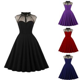 Dress Women Vintage Dress Retro Rockabilly 2023 Elegant Cocktail Party 1950s 40s Swing Dress Summer Halloween Dress Short Sleeves