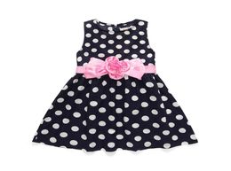 Big Polka Dot Dress Baby Girls White Black Bow Belts Sash Designs Summer Dresses for Kids 1t to 7t3173147