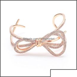 Bangle Bangle Bracelets Jewelry Ladys Elegant Luxury Bangles Beautif Bow-Knot Design Very Girl Charm Adjustable For Women 210408 Drop Dhvcd