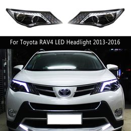 Car Styling DRL Daytime Running Light Streamer Turn Signal Indicator For Toyota RAV4 LED Headlight Assembly 13-16 Front Lamp Auto Parts