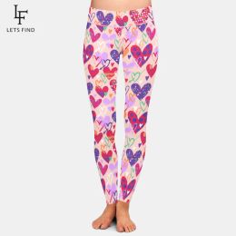 Leggings LETSFIND Fashion Valentine Day Hand Drawn Hearts Print Women Pants High Waist Soft Fitness Elastic Full Leggings