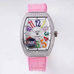 ABF Factory Luxury Watches V 32 SC FO COL DRM D Vanguard Lady 32mm Rose Gold Diamond ETA Quartz Womens Watch White Dial Rubber Str231L