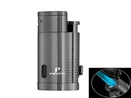 PIPITA Windproof Cigar Lighter 3 Jet Blue Flame Butane Torch Jet Lighter Refillable Metal Cigarette Lighters with Punch Cutter247N6762719