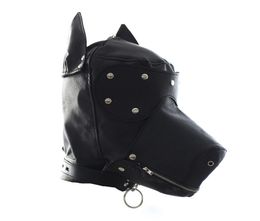 Fetish Leather SM Hood Dog Mask Head Harness Sex Slave Collar Leash Mouth Gag BDSM Bondage Blindfold Sex Toys For Couple Au Reve6825453