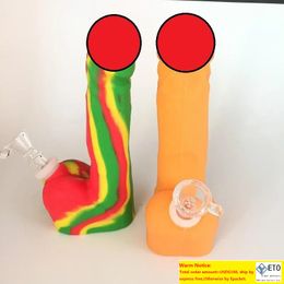 Silicone Penis Dick Smoking Pipes High Quality New Portable Sexy Water Pipe With downstem glass bowl for Hookahs in stock ZZ