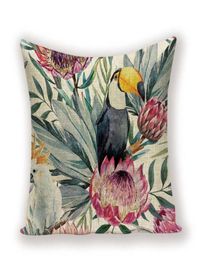 Shabby Pillow Cover Covers Vintage Decorative Pillow Case Plant Flowers Chic Cushion 45X45 Quality Animal Bird Flax Pillowcase8117053