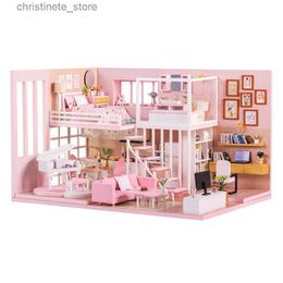 Architecture/DIY House Diy Doll House With Furniture Case Diy Miniature 3D Wooden Miniaturas Dollhouse Toys for Children Birthday Gifts K047