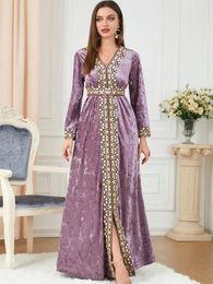 Casual Dresses Maxi Dress Kaftan Floral Embroidered Women Fashion Muslim Clothing Dubai Long Sleeve Abaya Ladies Evening 2024 Spring