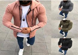 spring and autumn new european and american mens solid Colour zipper hooded mens jacket cardigan outerwear coats jackets236V9240236