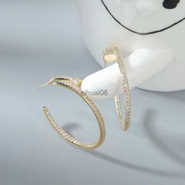 Stud S925 silver needle big circle cz zircon earrings stud shining crystal nail love classic luxury designer earring earings ear rings Jewellery 240306