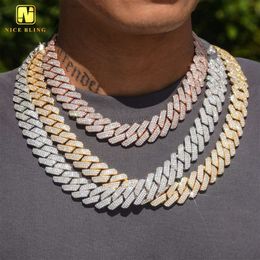 Jewellery Factory Price Fashion Design 20mm 3rows Hip Hop Jewellery Necklace Iced Out Diamond Cuban Link Chain