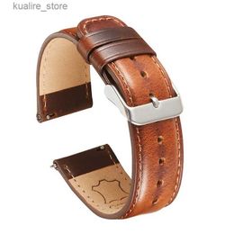 Watch Bands Quick Release Genuine Leather band 20mm 22mm Vintage Oil Wax Leather Strap Accessories L240307