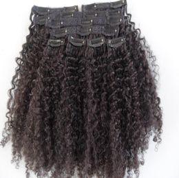 mongolian human virgin hair extensions with lacing cloth 9 pieces with 18 clips clip in hair kinky curly hair dark brown natural b9726668