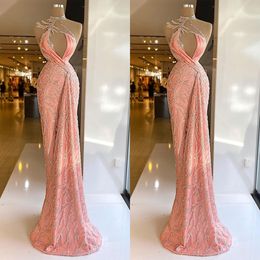 Modern Mermaid Prom Gowns High Neck Evening Dresses with Tail Sequins Custom Made Formal Party Dresses Sleeveless Plus Size