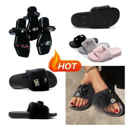 2024 Designer Sandals Slippers Women womens summer slipper Rubber Leather Women Dress Shoes Big Head Black Orange Soot Outdoor Fashion Slide GAI