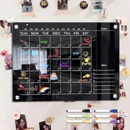Transparent Acrylic Fridge Magnet Sticker Calendar Board Daily Schedule Reusable Message Board Plan Reminder Kitchen Gadgets 240228