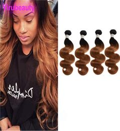 Peruvian Human Hair 1B30 Ombre Virgin Hair Body Wave 4 Bundles 1b 30 Two Tones Color 4 Bundles Whole Dyed T1B304511672