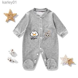 Footies 2022 Baby Rompers Baby Footies Boys Girls Bodysuits Newborn Skin-Friendly Duck Cartoon Pattern Breasted Baby Clothes 0 9 Months YQ240306