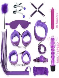Lots Sex Toys for Woman Handcuffs Nipple Clamps Butt Anal Plug Vibrator BDSM Bondage Set Erotic Goods Couples Games for Adults Y208427808