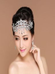 Bling Silver Wedding Accessories Bridal Tiaras Hairgrips Crystal Rhinestone Headpieces Jewelrys Women Forehead Hair Crowns Headban7708588