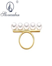 Slovecabin 925 Sterling Silver Balance Bar Faux Pearl Ring Women Luxury Femme Wedding Ring Bague Japanese Fine Jewelry Supplies 229519878