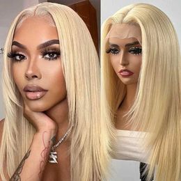 Hair Wigs Layered Haircut 613 Blonde Lace Front Wig Natural Straight Blonde Hair Heat Fiber Synthetic Wigs Cosplay Daily Wear 240306