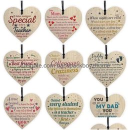 Christmas Decorations Valentines Day Christmas Decorations 9 Styles Wooden Hanging Heart Plaque Cute Gift Sign Wedding Party Tree Orna Dh3Bv