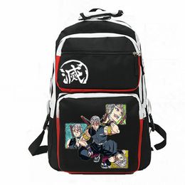 Uzui Tengen backpack Demon Slayer daypack Kimetsu No Yaiba school bag Anime Print rucksack Casual schoolbag White Black day pack