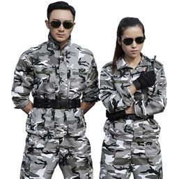 Men039s Sets Snow Camouflage Military Uniform Tactical Suit Men Hunting Clothing Working Clothes CS Wear Tracksuits3334290