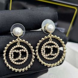 Big Round letter earrings Luxury brand stud earring women love stud Pearl Butterfly designer jewelry wedding girls