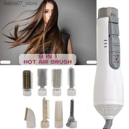 Hair Dryers Professional hair iron 8-in-1 hair drying brush hot comb hair dryer straightener hair dryer diffuser Q240306