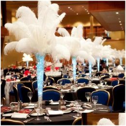 Party Decoration 100Pcs/Lot Quality Decor Natural White Ostrich Feathers 20-25Cm Colorf Feather Wedding Plumage Decorative Drop Deli Dhjph