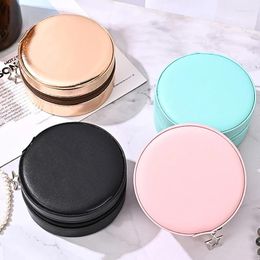 Jewelry Pouches Storage Box Container Circular For Rings Earrings Necklaces Organizer Case Travel Portable