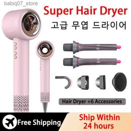 Hair Dryers Leaf less hair dryer professional negative ion suitable for household appliances with salon style Q240306
