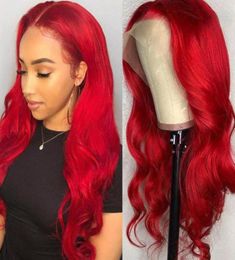 Red Long Wavy Synthetic Wigs for Women Body Wave Middle Part Wig party Natural Wigs Heat Resistant32757989244325