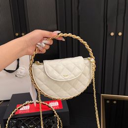 Portable Women Designer Round Cake Evening Bag Shiny Patent Leather 20x13cm Gold Hardware Matelasse Chain Vintage Clutch Coin Purse Shoulder Cross Body Handbag