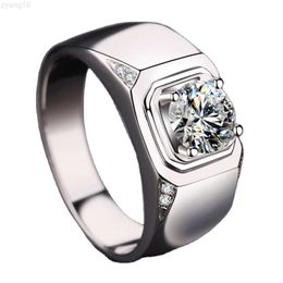 2ct Round Moissanite Male Wedding Ring White Gold 18k Mens Ring for Engagement