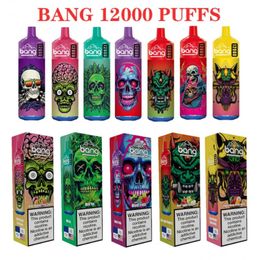 Original Bang Box 12000 Puffs E Cigarettes Starter Kit 12K Puff Big Vaporizers Disposable Vape Mesh Coil LED Lights Rechargeable Battery 23ml Pre-filled Pods