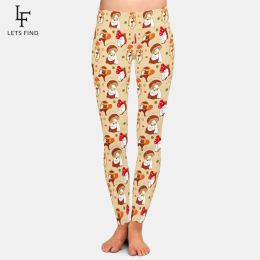 Leggings LETSFIND High Waist 3D Guinea Pigs and Mushrooms Milk Silk Print Women Pants Fashion New Fitness Stretch Slim Girl Full Leggings