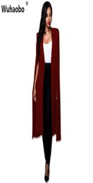 Wuhaobo Plus Size Fashion Cape Coats Long Solid Cloak Blazer Jackets The Five Colours Cape Blazers Personality Woman Suit Tops7651087