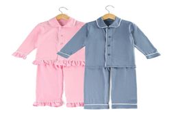 Girls Boys pajamas cute children clothes plain cotton kids Ruffle pajama set toddler sleepwear 12m8years T2009014817692