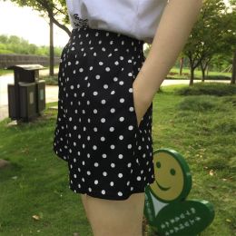Shorts Summer Women Daisy Polka Dot Loose Shorts Korean Casual Plus Size High Waist Chiffon Wide Leg Shorts Female Fashion Streetwears