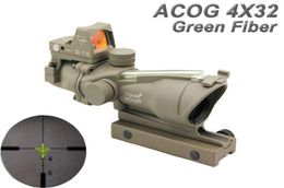 Tactical Trijicon ACOG 4x32 Real Fiber Source Green Illuminated Rifle Scope With RMR Mini Red Dot Sight Dark Earth5514670