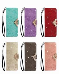 Fashion designer lovely cute diamond bee animal cartoon leather wallet phone case for iphone 11 pro max x xr xs max 6 7 8 plus67324927119