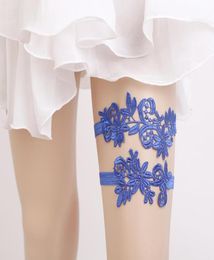 New Thigh Ring Leg garter Wedding Garters WhiteBlue Lace Embroidery Flower Sexy Garters 2pcs set for WomenBride9194907