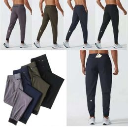 LU womens LL Mens Jogger Long Pants Sport Yoga Outfit Quick Dry Drawstring Gym Pockets Sweatpants Trousers Casual Elastic Waist fitness Lululemens 9002ess