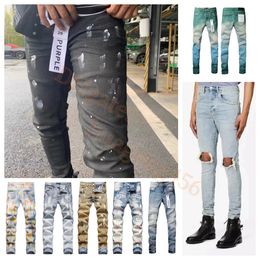 Purple Jeans Designer Men's women's purple brand jeans for Men women Skinny Motorcycle Trendy Ripped Patchwork Hole All Year Round Slim Legged Trendy youth classics